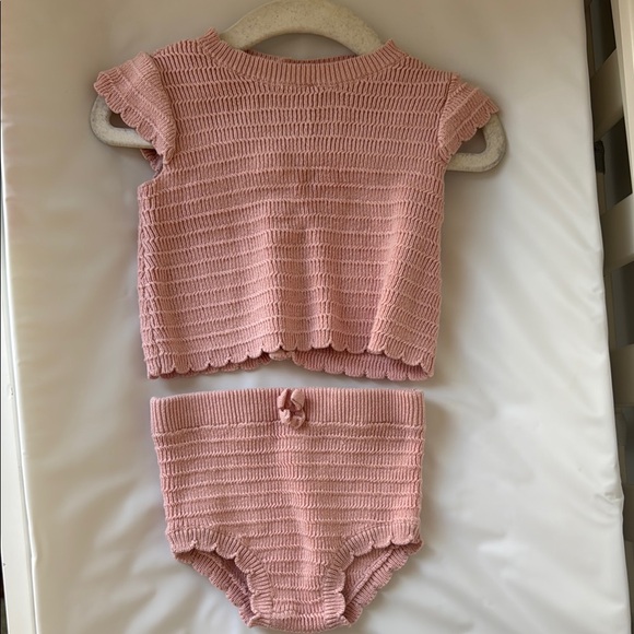 Carters Baby Girl Pink Kids Knit Top and Bottom Matching Set - size 6M - Picture 2 of 9